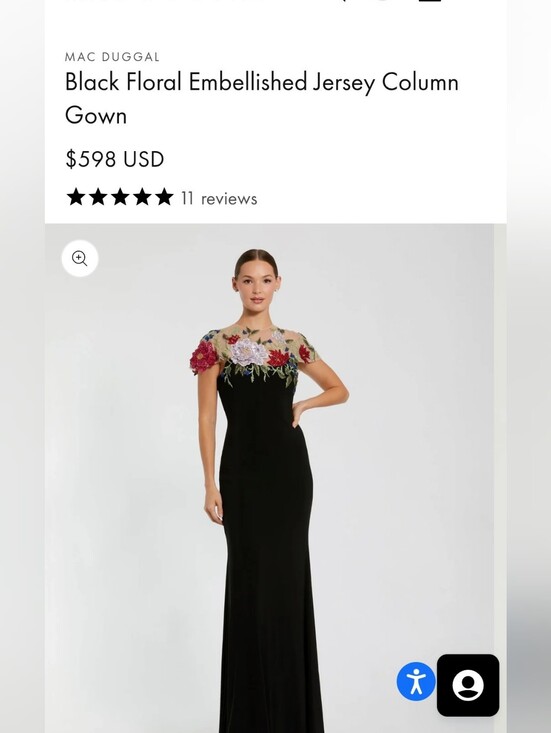 Mac Duggal Dresses & Skirts - Mac Duggal Black Jersey Column Gown with Multicolor Floral Embroidery